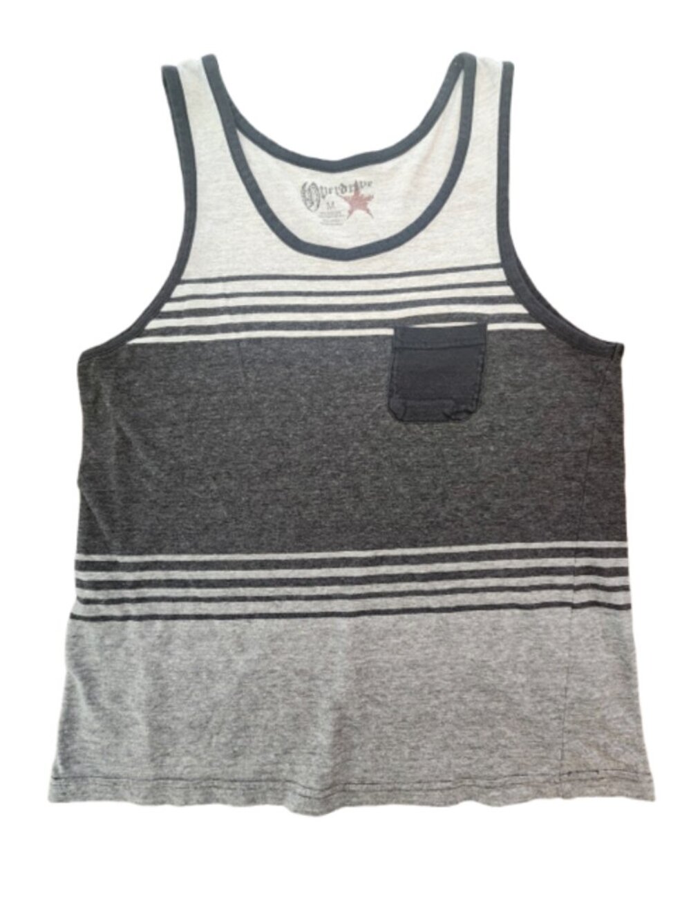 Overdrive Men's Gray Striped Tank | Medium